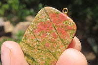 Polished Unakite Pendant with Hand Painted Leopard - Sold Per Item - From South Africa