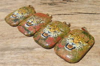 Polished Unakite Pendant with Hand Painted Leopard - Sold Per Item - From South Africa