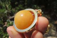 Polished Golden Aragonite Fancy Ball Keyring - Sold Per Item - From Namibia