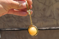 Polished Golden Aragonite Fancy Ball Keyring - Sold Per Item - From Namibia