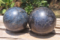 Polished Iolite Spheres x 2 From Ambatofinandrahana, Madagascar