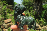 Hand Made Green Verdite Animal Sculptures x 2 From Zimbabwe