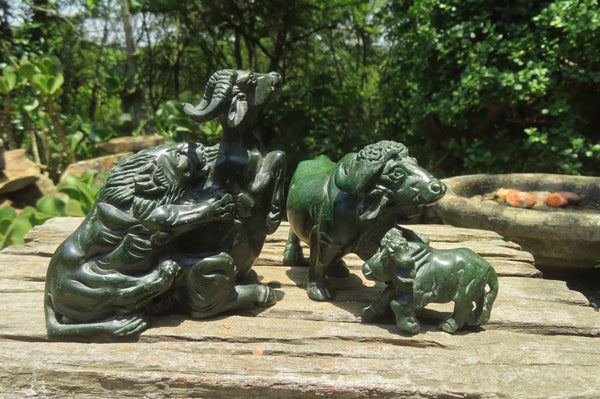 Hand Made Green Verdite Animal Sculptures x 2 From Zimbabwe