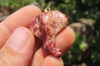 Polished Carved Red Jasper Elephant Pendant - Sold Per Item - From South Africa