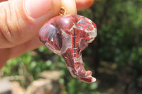 Polished Carved Red Jasper Elephant Pendant - Sold Per Item - From South Africa