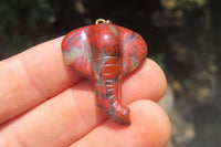 Polished Carved Red Jasper Elephant Pendant - Sold Per Item - From South Africa