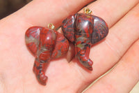 Polished Carved Red Jasper Elephant Pendant - Sold Per Item - From South Africa