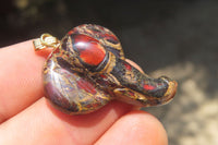 Polished Carved Red Jasper Elephant Pendant - Sold Per Item - From South Africa