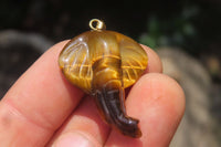 Polished Carved Golden Tigers Eye Elephant Pendants - Sold Per Item - From South Africa