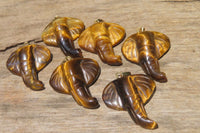 Polished Carved Golden Tigers Eye Elephant Pendants - Sold Per Item - From South Africa