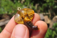 Polished Carved Golden Tigers Eye Elephant Pendants - Sold Per Item - From South Africa