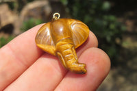 Polished Carved Golden Tigers Eye Elephant Pendants - Sold Per Item - From South Africa