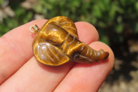 Polished Carved Golden Tigers Eye Elephant Pendants - Sold Per Item - From South Africa