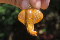 Polished Carved Golden Tigers Eye Elephant Pendants - Sold Per Item - From South Africa