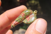 Polished Carved Unakite Elephant Pendant - Sold Per Item - From South Africa