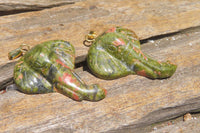 Polished Carved Unakite Elephant Pendant - Sold Per Item - From South Africa