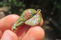 Polished Carved Unakite Elephant Pendant - Sold Per Item - From South Africa