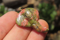 Polished Carved Unakite Elephant Pendant - Sold Per Item - From South Africa