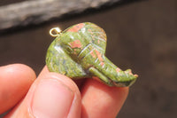 Polished Carved Unakite Elephant Pendant - Sold Per Item - From South Africa