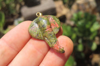 Polished Carved Unakite Elephant Pendant - Sold Per Item - From South Africa