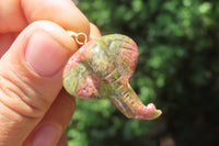 Polished Carved Unakite Elephant Pendant - Sold Per Item - From South Africa