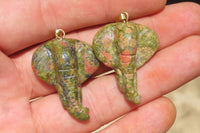 Polished Carved Unakite Elephant Pendant - Sold Per Item - From South Africa