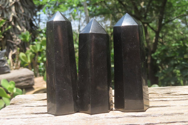 Polished Black Basalt Points x 12 From Antsirabe, Madagascar