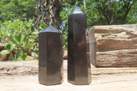 Polished Black Basalt Points x 12 From Antsirabe, Madagascar