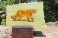 Hand Made Lioness Decoupage on Butter Jade Stone Slabs - sold per item - From South Africa