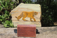 Hand Made Lioness Decoupage on Butter Jade Stone Slabs - sold per item - From South Africa