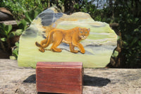 Hand Made Lioness Decoupage on Butter Jade Stone Slabs - sold per item - From South Africa