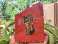 Hand Made Lioness Decoupage on Red Jasper Stone Slabs - sold per item - From South Africa