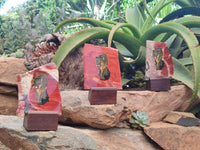 Hand Made Lioness Decoupage on Red Jasper Stone Slabs - sold per item - From South Africa