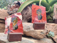 Hand Made Lioness Decoupage on Red Jasper Stone Slabs - sold per item - From South Africa