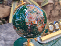 Polished Gemstone World Globe Desk Set x 1 From China