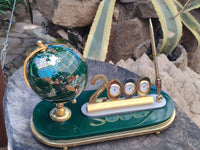 Polished Gemstone World Globe Desk Set x 1 From China