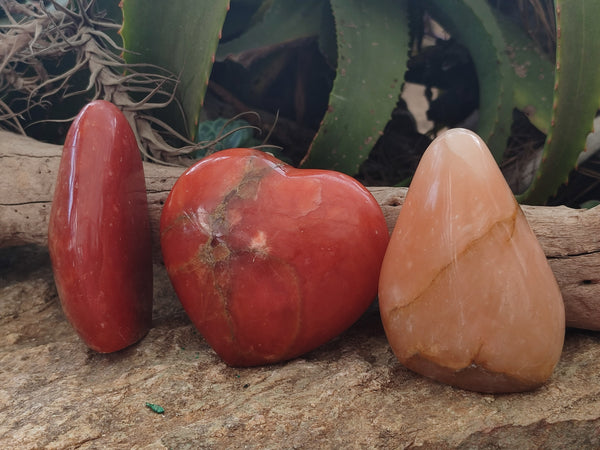 Polished Orange Twist Calcite Items x 3 From Madagascar