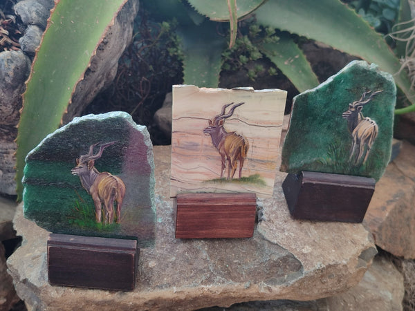 Polished Kudu Decoupage Stone Slabs x 3 From Southern Africa