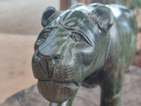 Hand Made Green Verdite Lioness Carving x 1 From Zimbabwe