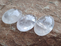 Polished Girasol Pearl Quartz Palm Stones x 6 From Madagascar