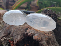 Polished Girasol Pearl Quartz Palm Stones x 6 From Madagascar