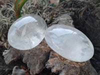 Polished Girasol Pearl Quartz Palm Stones x 6 From Madagascar