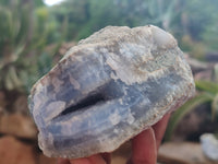 Natural Blue Lace Agate Geode Specimens x 4 From Nsanje, Malawi