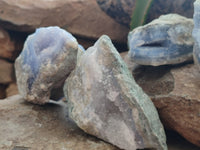 Natural Blue Lace Agate Geode Specimens x 4 From Nsanje, Malawi