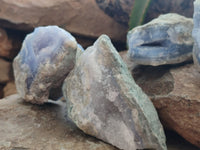 Natural Blue Lace Agate Geode Specimens x 4 From Nsanje, Malawi