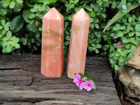 Polished Orange Twist Calcite Towers x 2 From Madagascar