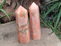 Polished Orange Twist Calcite Towers x 2 From Madagascar