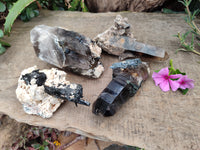 Natural Smokey Quartz With Aegirine Crystals x 4 From Malawi