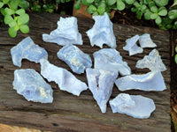 Natural Etched Blue Chalcedony Specimens x 12 From Nsanje, Malawi