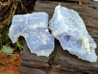 Natural Etched Blue Chalcedony Specimens x 12 From Nsanje, Malawi